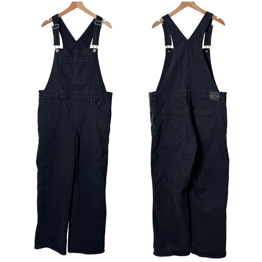 Levis Black Denim Straight Leg Overalls Cotton Blend Jean Jumpsuit Womens 34